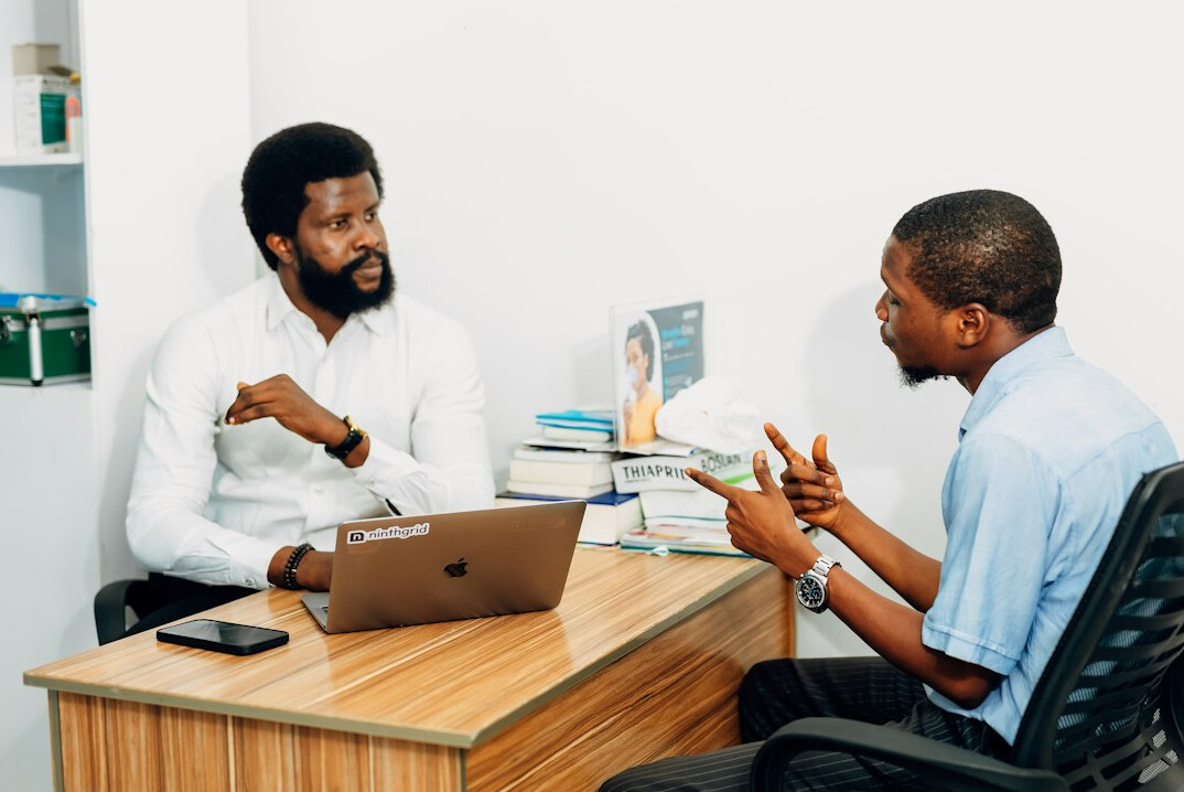 insurance agent with client