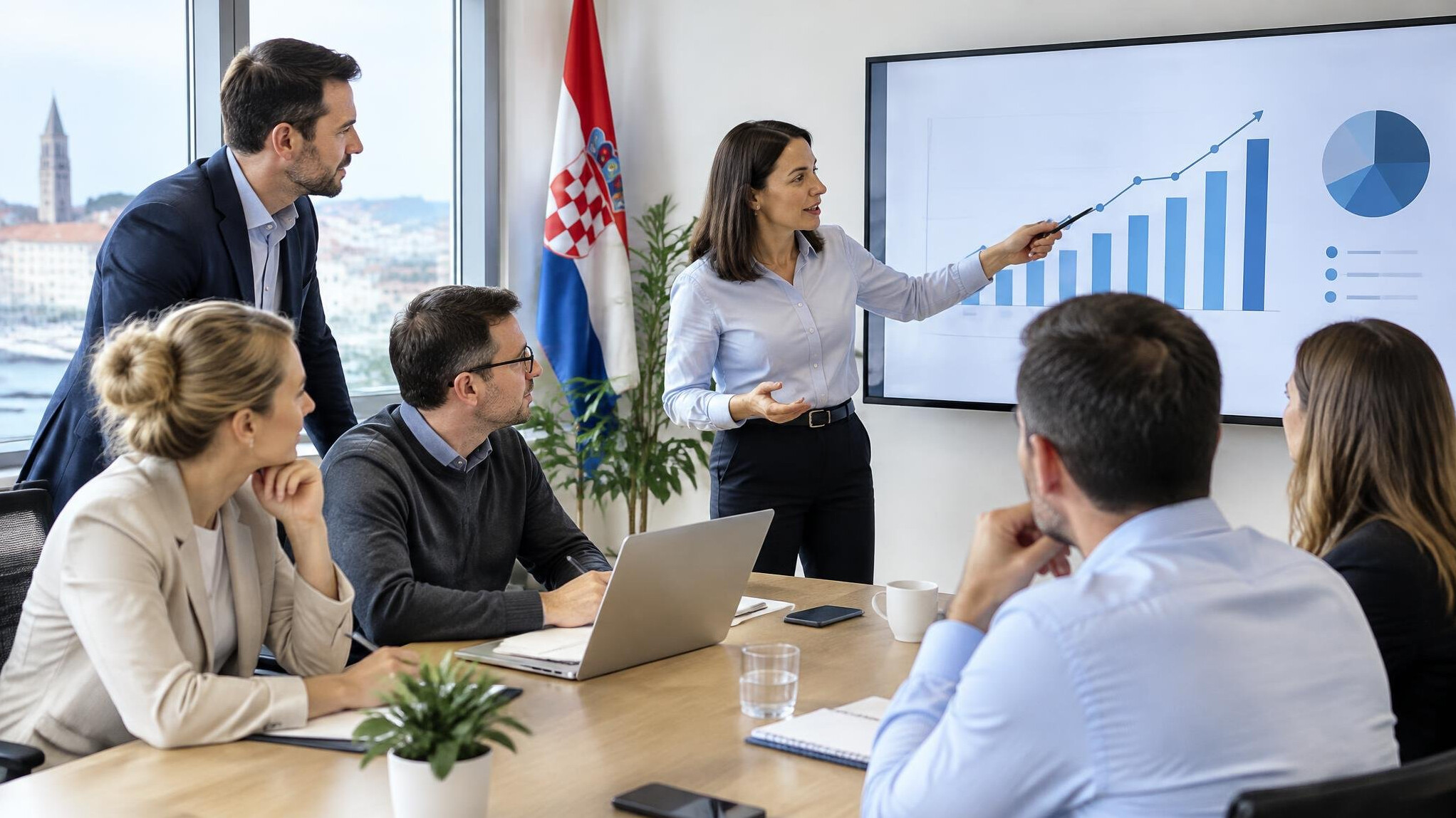 Team presentation in a meeting room